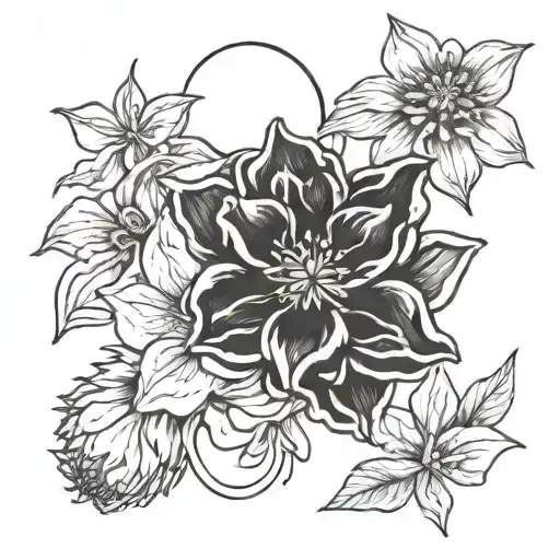 january, march, april, june, july, september, October, december birth flower tattoo design idea