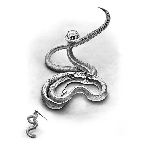 Snake around sword tattoo design idea