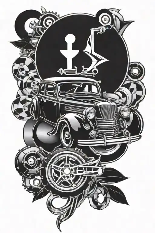 car parts incorporated tattoo design idea