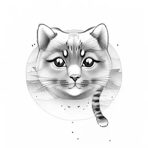 sexy kitty hugs a bear with her tail + quote "amor  FATI" tattoo design idea