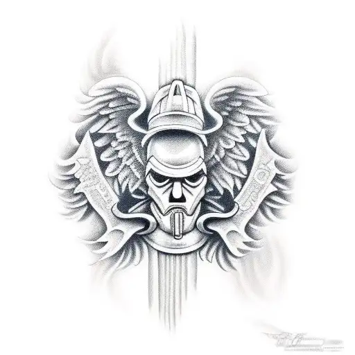 firefighter angel tattoo design idea