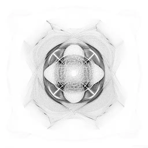 Interlaced lines in multiple directions, forming a three-dimensional sphere that gradually fades into an invisible dimen tattoo design idea