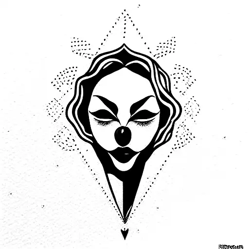 women clown evil tattoo design idea