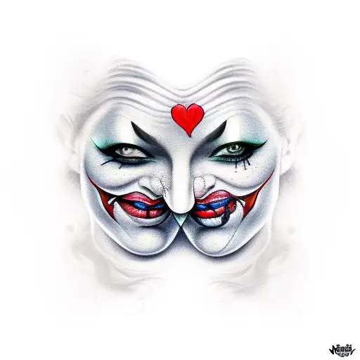 women clown evil tattoo design idea