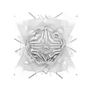 Interlaced lines in multiple directions, forming a three-dimensional sphere that gradually fades into an invisible dimen tattoo design idea