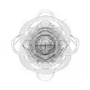 Interlaced lines in multiple directions, forming a three-dimensional sphere that gradually fades into an invisible dimen tattoo design idea