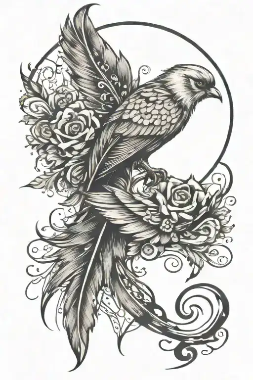 feather,birds,love,music,heartin tattoo design idea