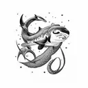 orca with a dragon  tattoo design idea