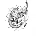 orca with a dragon  tattoo design idea