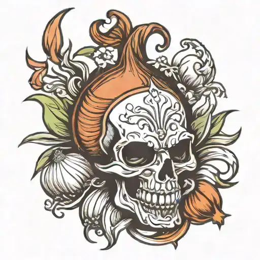 onion skull tattoo design idea