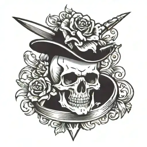skull and dagger tattoo design idea