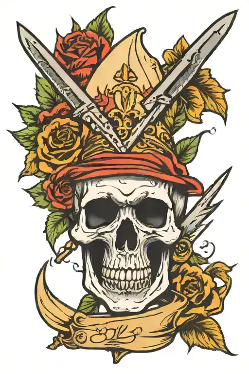 skull and dagger tattoo design idea