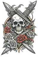 skull and dagger tattoo design idea