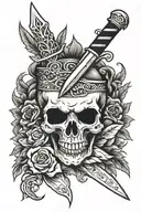 skull and dagger tattoo design idea