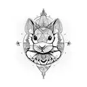 little white rabbit with mandarines tattoo design idea