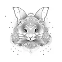 little white rabbit with mandarines tattoo design idea