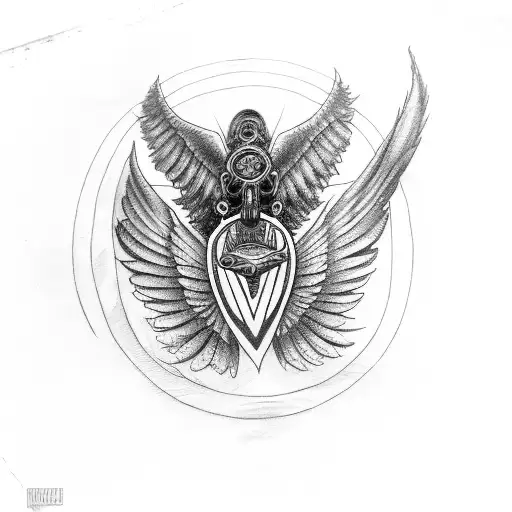 motorcycle wheel with wings tattoo design idea