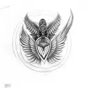 motorcycle wheel with wings tattoo design idea