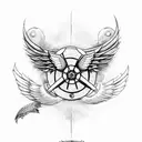 motorcycle wheel with wings tattoo design idea