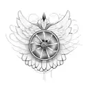motorcycle wheel with wings tattoo design idea