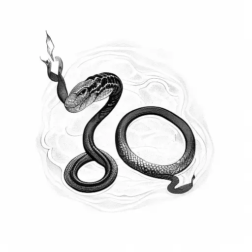water with snake. Viking theme  tattoo design idea