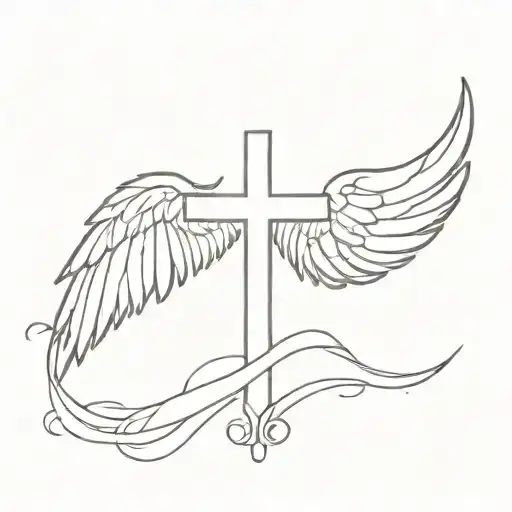 a cross with wings tattoo design idea