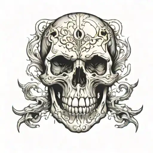 skull shedding skin tattoo design idea