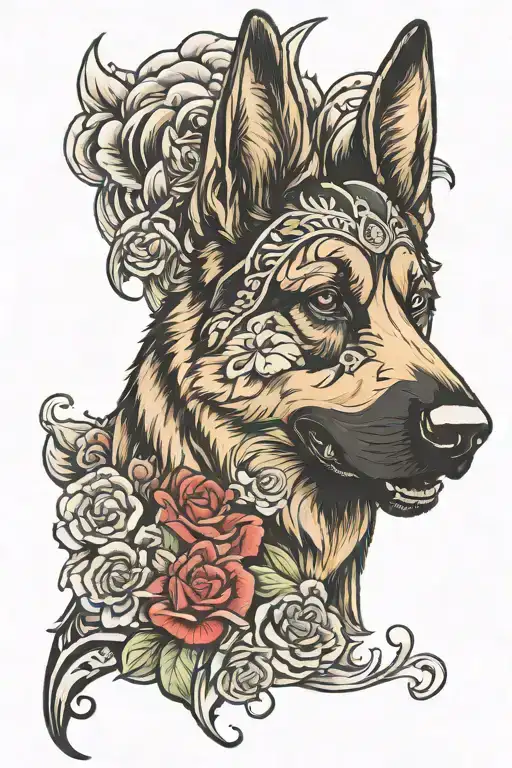 German Shepherd dog tattoo design idea