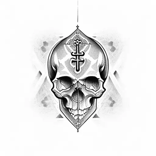 skull catholic geometry  tattoo design idea