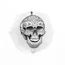 skull catholic geometry  tattoo design idea