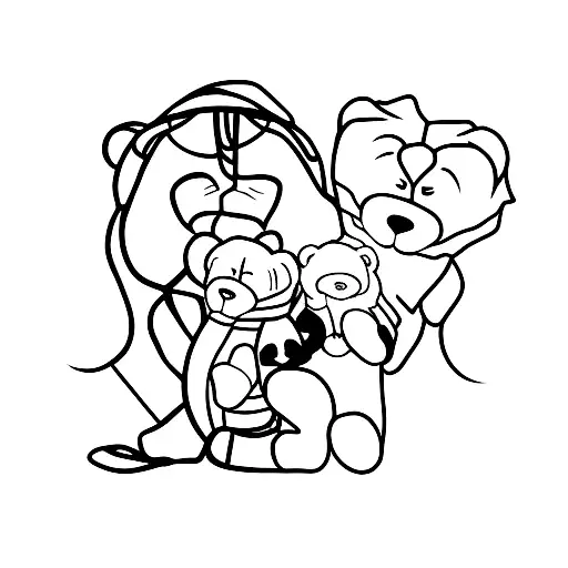 A minimalist tattoo of a K-drama character holding a teddy bear tattoo design idea