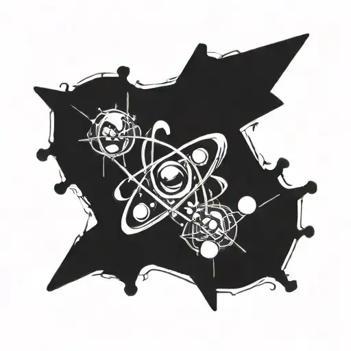 an atom in motion and that says this formula in some corner (N1)369 tattoo design idea