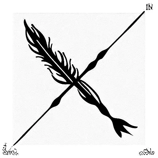 Flute and feather tattoo design idea