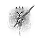 Flute with name roshni tattoo design idea