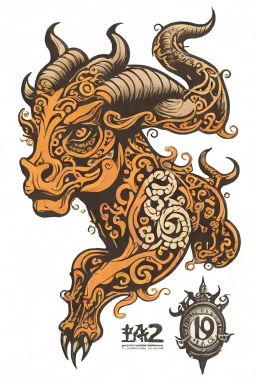 vertical number 1942 Taurus tattoo design idea