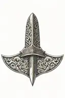 Design a sleek and intricate dagger hidden within a camouflage pattern tattoo design idea