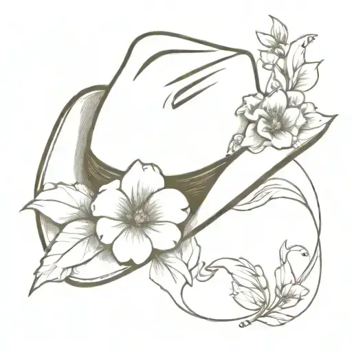 only a cowboy hat with flowers surrounding tattoo design idea