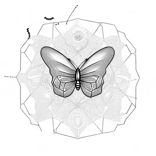 caffeine molecule and a butterfly tattoo design idea