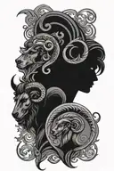 Aries, Virgo, and Leo zodiac signs intertwined tattoo design idea