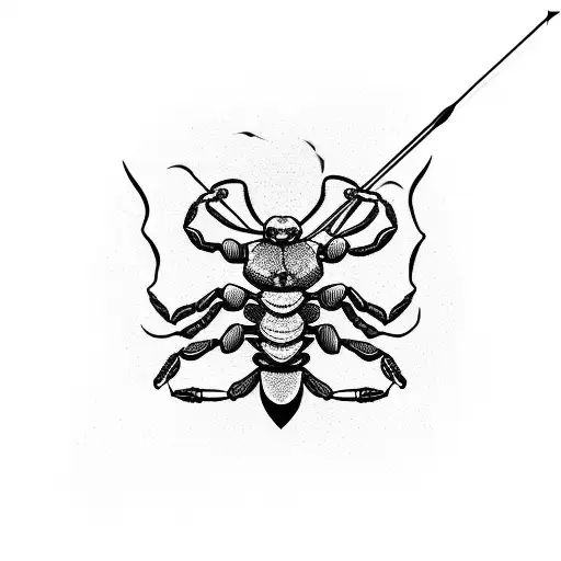 scorpion with bow and arrow tattoo design idea