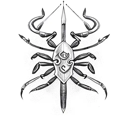 scorpion with bow and arrow tattoo design idea