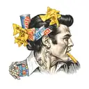 Elvis Presley with lays potato chips and diet pepsi tattoo design idea