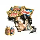 Elvis Presley with lays potato chips and diet pepsi tattoo design idea
