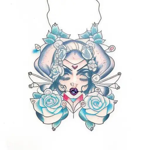 chandelier built with female bodies tattoo design idea