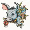 eeyore and cross tattoo tattoo design idea