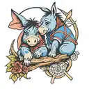 eeyore and cross tattoo tattoo design idea