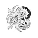 Sun and Moon tattoo design idea