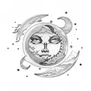 Sun and Moon tattoo design idea