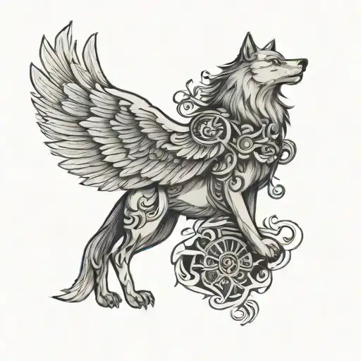 ancient Irish hero, wolf, eagle, female Spanish hero tattoo design idea