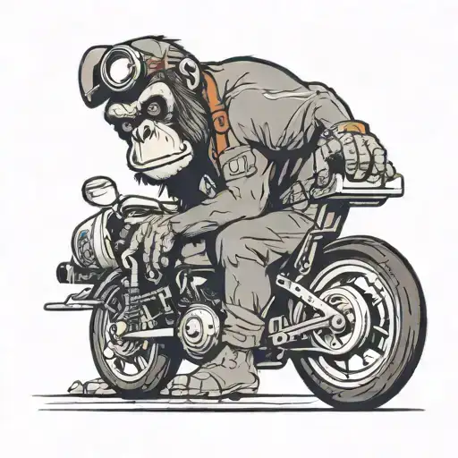 ape dressed as a car mechanic with a wrench in his hand tattoo design idea